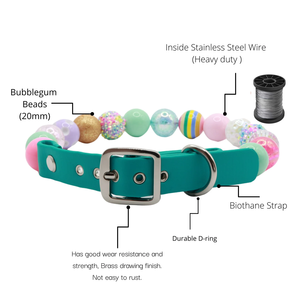 Heavy Duty Turquesa Impermeable Con Cuentas Pascua Lindo Pastel Collar de perro Girly Bead Collar de perro - Product Image 2