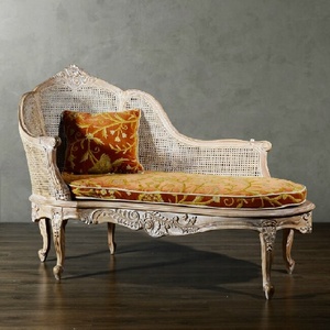 Factory Supply Living Room Furniture French Traditional Wooden <b>Rattan</b> Chaise Lounge - Product Image 2