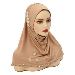 YOMO 51x51cm Polyester Beads <b>Bonnet</b> Hijab - Stretch Instant Scarf Muslim Headwrap with Star Design, Islamic Headband Turbante - Product Image 2