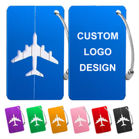 Étiquettes à bagages personnalisées, logo gravé au laser, impression, alliage d'aluminium, étiquette à bagages pour avion, étiquettes de sac à main de voyage portables avec anneau en fil métallique