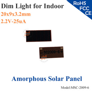 Cellule solaire en silicium amorphe 20x9mm (2,2V / 25uA) |   Verre ITO à film mince pour environnements intérieurs à faible luminosité et charge de batterie W762 - Product Image 1