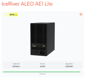 IceRiver ALEO AE1 Lite 300M AE0 60MH, Miner ALEO, Algoritmo ZkSNARK, Minería ALEO, Minería de Criptomonedas Asic - Product Image 5