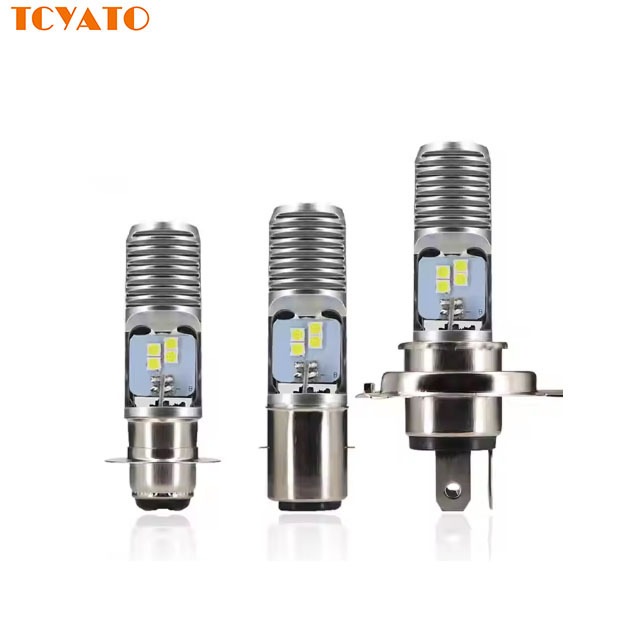 TCYATO 12v ~ 80v 3030 8SMD H4 P15D Motorcycle LED Front Bulb New Double-sided H4 Single-claw Headlight Modification