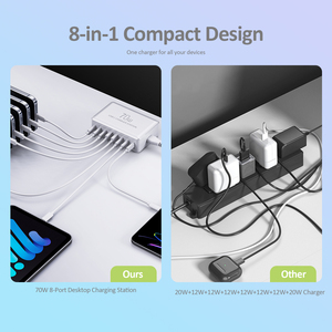 Chargeur USB multiple rapide Ilepo 70W <span class=keywords><strong>6C</strong></span> 2A 8 ports CE FCC ROHS PSE Electrkit pour téléphones portables – Meilleures ventes - Product Image 5