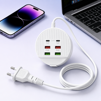 Support de charge en laiton 6-en-1, nouveau modèle, 10A 2A4C, multi-ports USB, tête de charge pour téléphone 2.1A, prise universelle de voyage essentielle