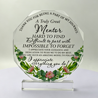 Plaque d'appréciation personnalisée en acrylique transparent OEM - Trophée gravé floral pour cadeau d'entreprise, enseignant et remise de diplôme