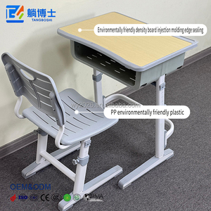 Ensemble bureau et chaise pour écolier, certifié ISO, réglable, à <span class=keywords><strong>colonne</strong></span> unique, avec tiroir - Product Image 4