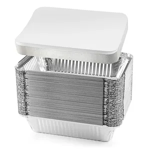 10 20 50 pièces de petits contenants alimentaires jetables en aluminium de qualité alimentaire plaque de cuisson/plateaux en feuille d'aluminium rectangulaire avec couvercles