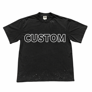 Camiseta Gráfica <span class=keywords><strong>de</strong></span> Estética Oscura con Manchas <span class=keywords><strong>de</strong></span> Pintura y Dobladillo Desgastado, Unisex, Personalizada, Oversize, para Skateboarding y Festivales <span class=keywords><strong>de</strong></span> Música - Product Image 1