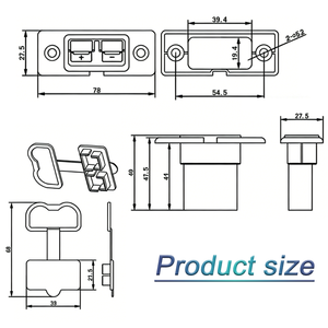 Connecteur de batterie 50A 600V, courant nominal 50A, 2 broches en cuivre, <span class=keywords><strong>prise</strong></span> d'alimentation avec protection anti-poussière pour <span class=keywords><strong>remorque</strong></span> - Product Image 2