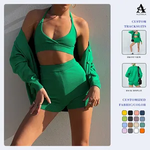 Damen bekleidung 2 Pcs Shorts Set Großhandel Outfit Zweiteilige Sommer pullover Sets Modische Damen Tops und Hosen Anzüge Sets