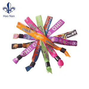 Custom polyester woven thread promotional wristbands fabric festival wristband