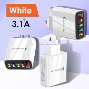 Chargeur de voyage numérique 5V3.1A avec affichage numérique, chargeur rapide multi-ports avec 4 USB pour téléphones mobiles Apple et Huawei - Product Image 2