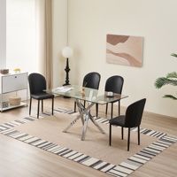 Table à manger en verre trempé rectangulaire de pieds chromés modernes de haute qualité pour salle à manger maison cuisine bureau
