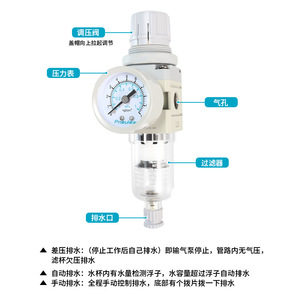 Regulador de Presión de Filtro de Aire Pneulead PSW20-02-D con Manómetro para Tratamiento de Fuente de Aire - Product Image 4