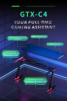 Bureau de jeu ergonomique AOR ESPORTS avec structure métallique en Z moderne, surface en bois, éclairage RGB, texture fibre de carbone, qualité P2