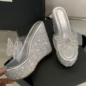 Nouvelles Sandales d'Été 2025 à Nœud Brillant en TPU, Mules Décontractées à Talon Compensé Ultra Haut - Product Image 3