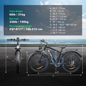 Bicicleta eléctrica de 26 pulgadas, 48V, 22,4AH para hombre, bicicleta de montaña eléctrica de tierra de 2000W, todoterreno, neumático grueso, bicicleta eléctrica de doble <span class=keywords><strong>motor</strong></span> - Product Image 6