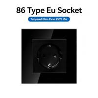 Prise murale UBARO norme européenne 16A en verre trempé ABS 86mm, prise électrique Schuko 3500W, anti-effraction IP20, pour maison et bureau, blanche
