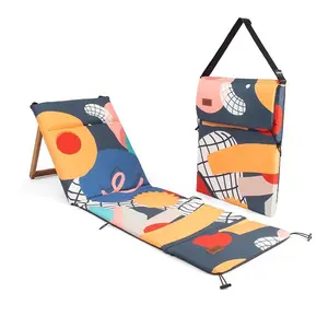 Customized Design Color Pattern silla de playa plegable Folding Beach Chair Backpack Beach Chairs with Strap