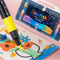 Ensemble de 24 marqueurs acryliques effaçables scintillants en plastique perlé pour enfants, pour dessin et coloriage