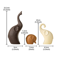 Ensemble de 3 figurines d'éléphants en céramique abstraites modernes, statue de famille d'éléphants minimaliste pour la décoration de la maison, de la bibliothèque ou de la table, cadeau de déménagement