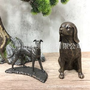 Figura de Perro de Imitación de Bronce, Galgo, Dachshund, Springer Spaniel, Decoración para el Hogar, Adorno de Escritorio, Resinas Sintéticas - Product Image 2