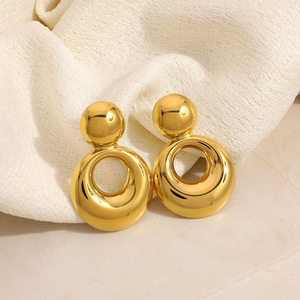 Geometric Hoop <b>Earrings</b> 18k <b>Gold</b> Plated Stainless Steel Stud <b>Earrings</b> Fashion <b>Dangle</b> <b>Earrings</b> - Product Image 2