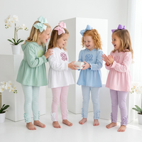 Tenues de boutique pour bébés et petites filles OEM, leggings à volants à manches longues et tunique, ensembles de vêtements d'hiver pour enfants en 2 pièces
