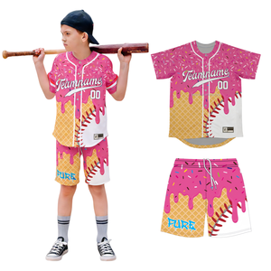Maillots de baseball personnalisés pour jeunes Tops Ice Creamm Chemises et shorts de baseball pour enfants Uniformes de baseball et de softball sublimés - Product Image 3