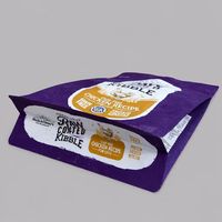 Sachet d'emballage alimentaire pour animaux de compagnie à fond plat imprimé sur mesure, refermable avec fermeture éclair, finition mate mouchetée pour croquettes lyophilisées pour chats