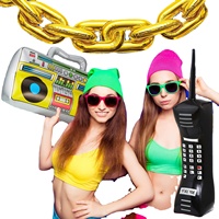 80s 90s décorations de fête gonflable Radio Boom Box rétro téléphone portable guitare Hip Hop accessoires de cabine photo