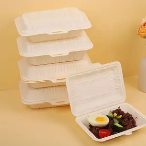 工厂销售定制快餐包装盒一次性植物淀粉饭盒可生物降解蛤壳盒外卖野餐