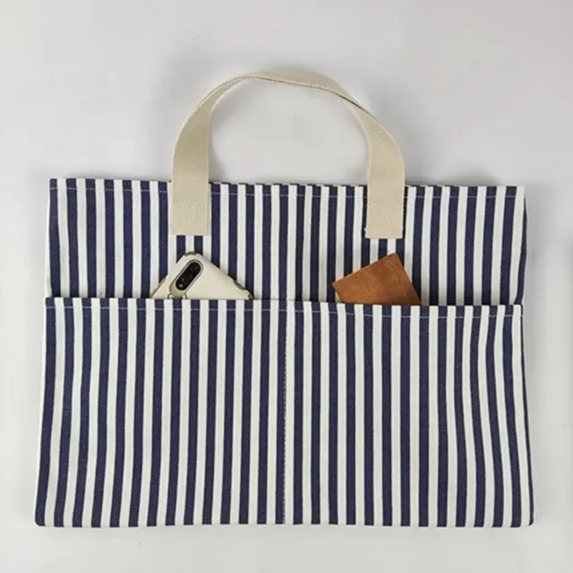Tote Bags With Custom Printed Logo Manufacturing Blue Canvass Tote Bag Stripe Denim Canvas Tote Bag