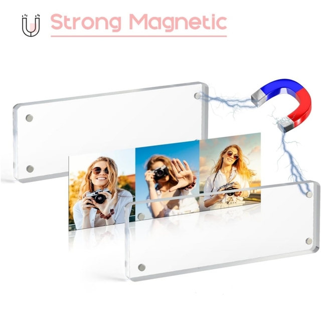 Customized Polished Clear Acrylic Photo Booth Frame Display Strong Magnetic 2x6 Acrylic Picture Frames Display for Desktop
