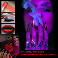 Individuelles Logo Bio-Öko-Freundliches Wasserfestes Feuchtigkeitsspendendes Party-Make-up-Set 4-in-1 Lippen- und Lidschattenstift Künstliche Nägel Halloween-Set