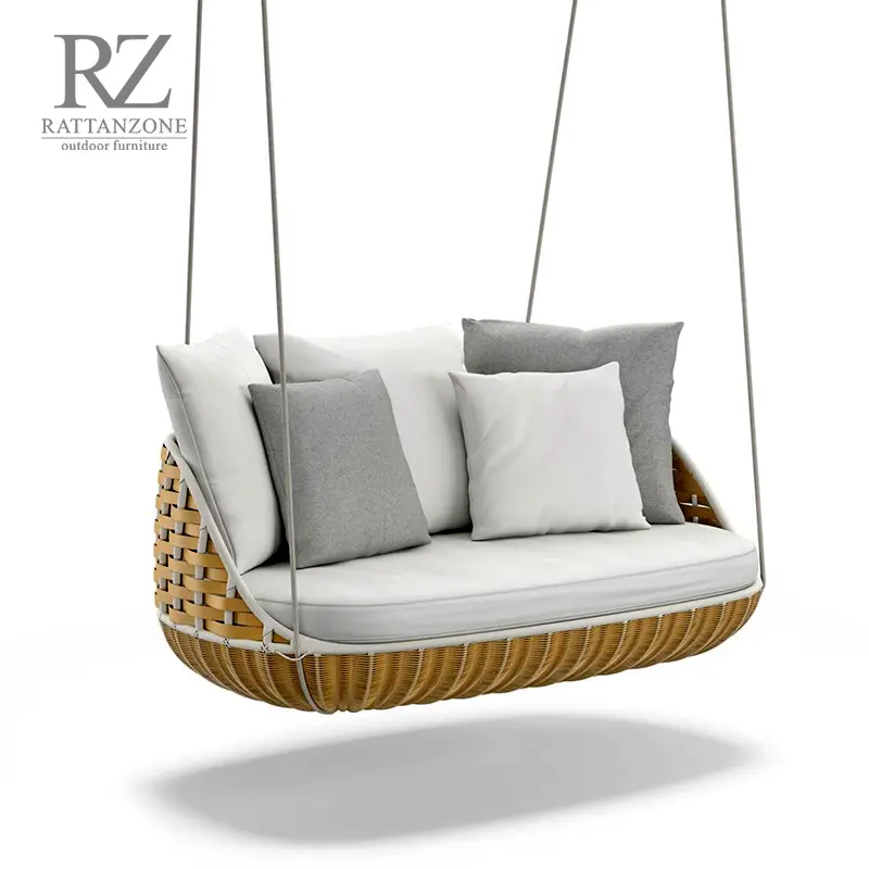 RZ Luxury Outdoor Rattan Furniture Garden Swing Chair Modern Leisure Waterproof Handmade Patio Swing Hanging Chair