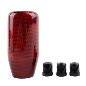 Poignée de levier de vitesses en fibre de carbone Auso-Racing 70 mm rouge texturée ergonomique pour voiture - Product Image 5