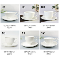 Ensemble tasse et soucoupe en céramique blanche simple, en porcelaine fine, pour café et thé, personnalisable par sublimation, vente en gros