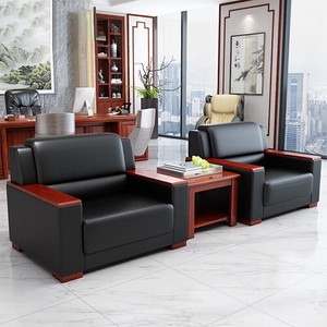 Conjunto de Sofás de Oficina Saint-Lee en Cuero y Madera Sólida, Duradero, para Reuniones de Negocios y Recepciones - Product Image 2