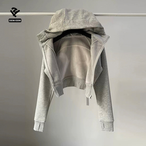 F240778 felpe con <span class=keywords><strong>cappuccio</strong></span> Custom Streetwear da <span class=keywords><strong>donna</strong></span> con <span class=keywords><strong>cappuccio</strong></span> con cerniera <span class=keywords><strong>e</strong></span> chiusura corta giacca con <span class=keywords><strong>cappuccio</strong></span> felpe da <span class=keywords><strong>donna</strong></span> top Yoga - Product Image 3