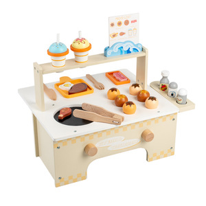 Set mainan dapur hadiah ulang tahun, Set mainan kayu simulasi barbeku, main peran Steak goreng, bakso gurita - Product Image 1