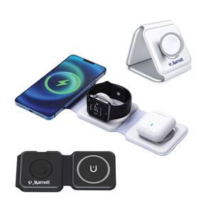 Portable 15W Smart 3-in-1 Foldable Fast Wireless Charger Magnetic Travel Case Dual Business Promotional Gifts Custom Logo - Product Image 2