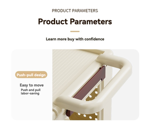 עגלת ארגונית למטבח מסוג עומד, מתקפלת, PP, חמש קומות, בצבע קרם לבן אפור, קופסאות אחסון, מגירות, מתלה מתקפל, 51x25x120 ס\"מ - Product Image 3