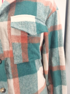 春季女式格子夏克夹克加大码休闲风格长款外套 - Product Image 5