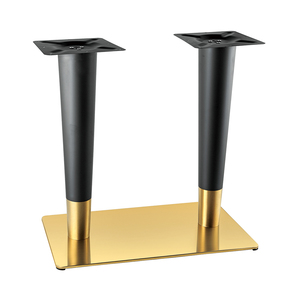 Base de Mesa Moderna de Acero Inoxidable con Doble Pedestal en Negro y Dorado, Patas de Mesa Contemporáneas para Comedor, Restaurante Comercial - Product Image 6