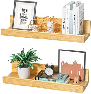 2024 Floating Shelves Bamboo Shelf Wall Easy Install Wall Decorative Display Shelves for Bedroom, Living Room