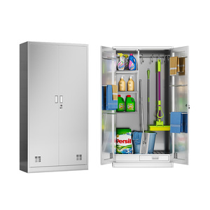 Stainless Steel Cleaning <b>Cabinet</b> with <b>Keyed</b> <b>Locking</b> System Mop Storage 200kg Load Capacity 70cm Depth for Tool Organization - Product Image 1