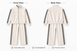 Ensemble de survêtement rayé 2 pièces pour <span class=keywords><strong>femme</strong></span>, veste zippée à col montant et pantalon droit, en maille respirante et écologique polyester/coton - Product Image 2