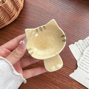 Di alta qualità Design bianco e Beige gatto carino grazioso piatto in ceramica porcellana piatto di immersione per la <span class=keywords><strong>cucina</strong></span> di gnocchi di pasta di Sushi - Product Image 2